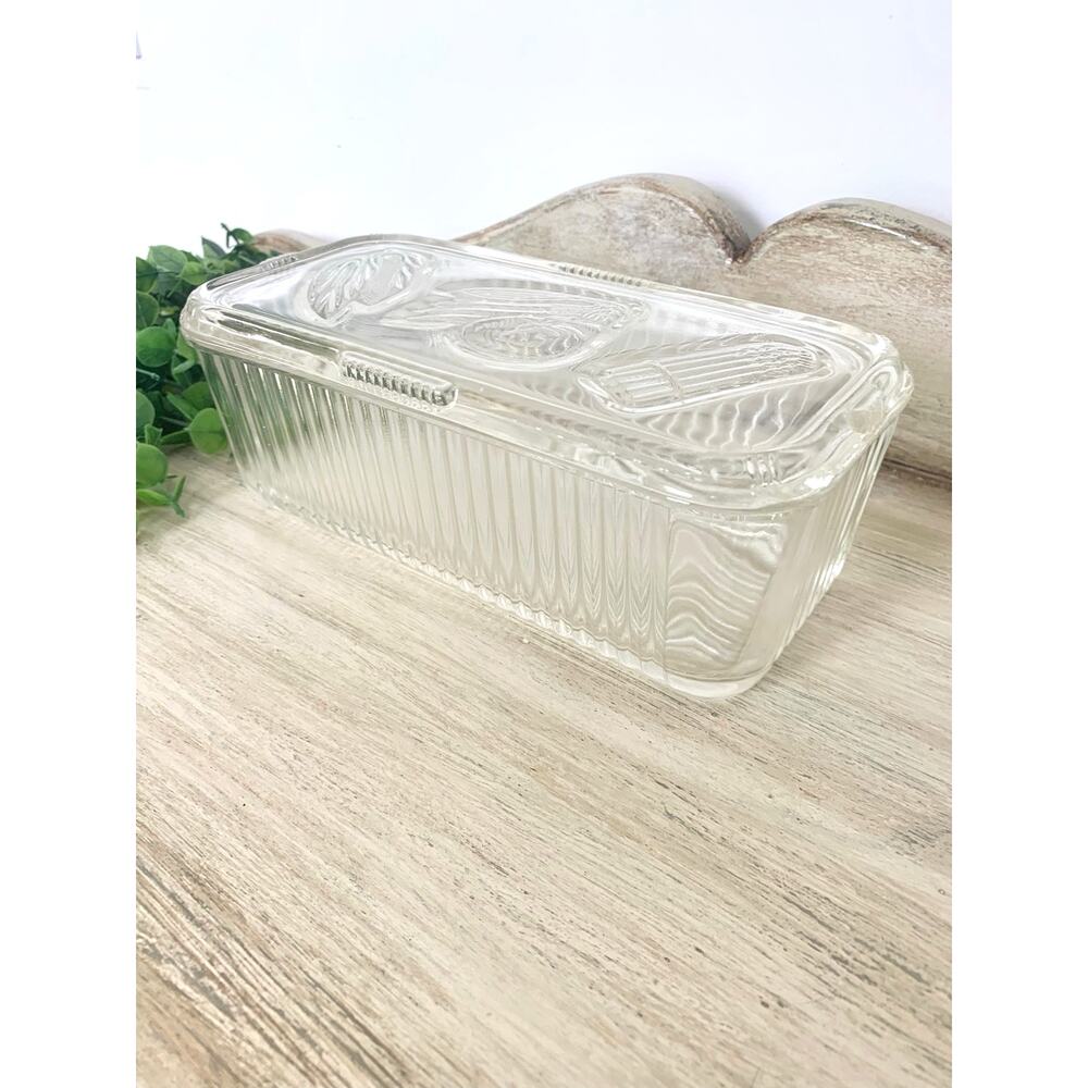 Vintage Federal Glass Refrigerator Dish Lidded Glass Storage Container Retro
